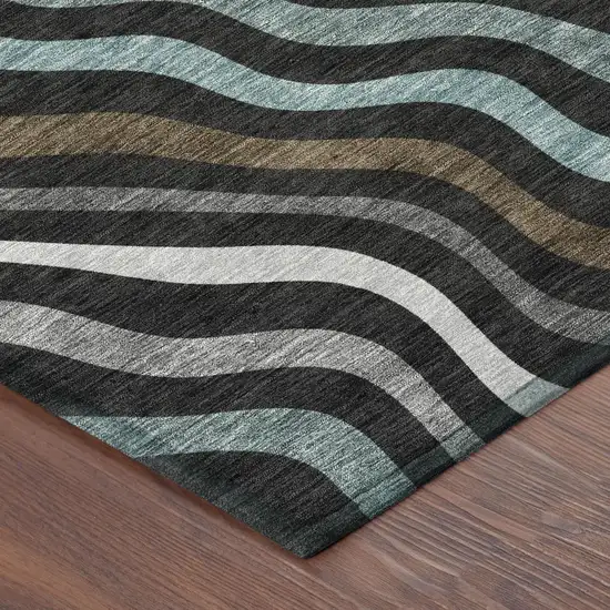 Black And Chocolate Abstract Washable Indoor Outdoor Area Rug Photo 5