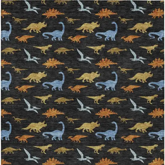 Black And Chocolate Geometric Washable Indoor Outdoor Area Rug Photo 3