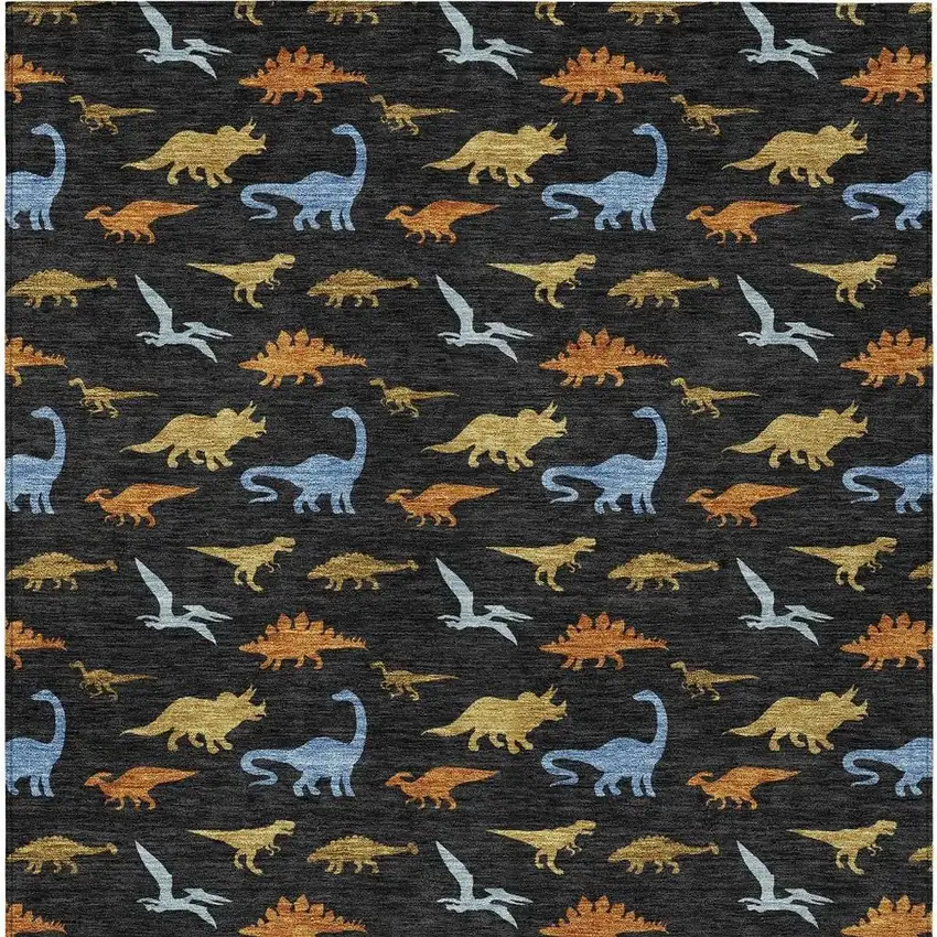 Black And Chocolate Geometric Washable Indoor Outdoor Area Rug Photo 3