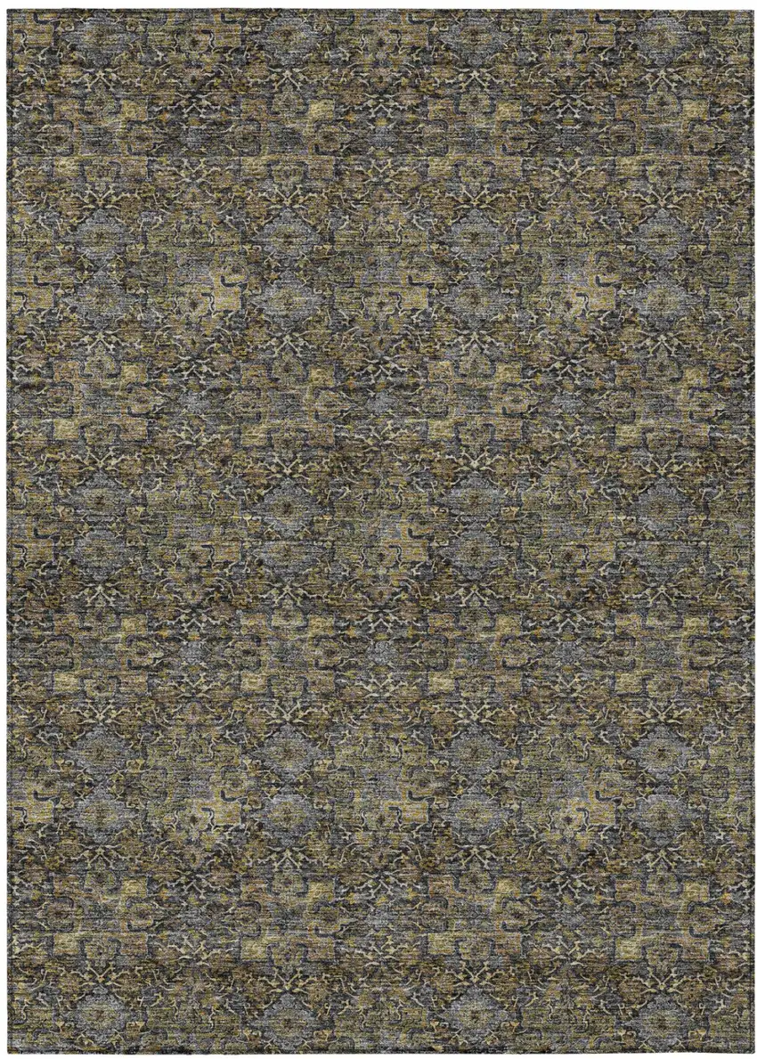 Black And Coffee Damask Washable Indoor Outdoor Area Rug Photo 2