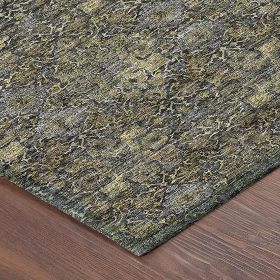 Black And Coffee Damask Washable Indoor Outdoor Area Rug Photo 3