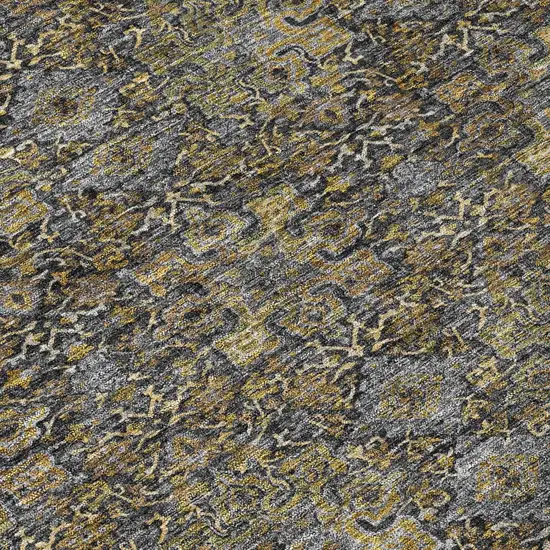 Black And Coffee Damask Washable Indoor Outdoor Area Rug Photo 4