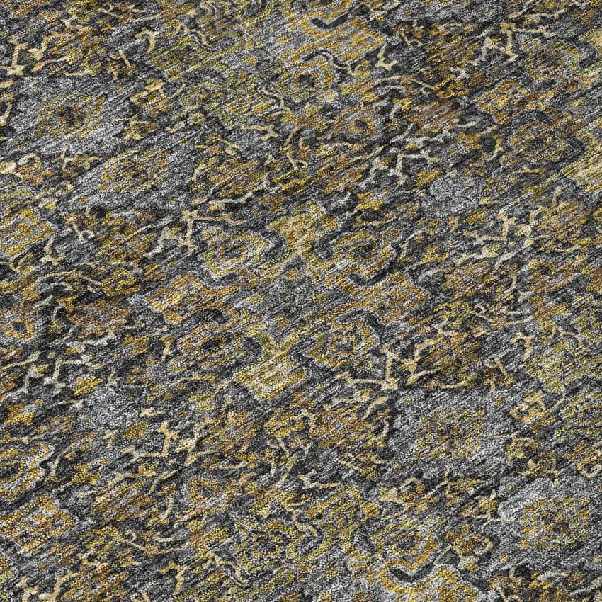 Black And Coffee Damask Washable Indoor Outdoor Area Rug Photo 4
