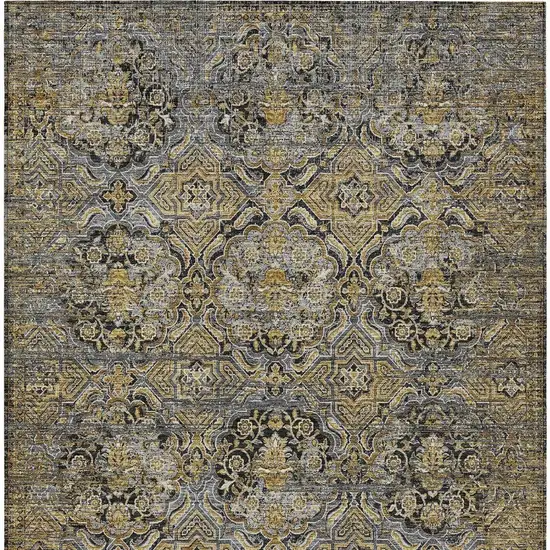 Black And Coffee Floral Washable Indoor Outdoor Area Rug Photo 4
