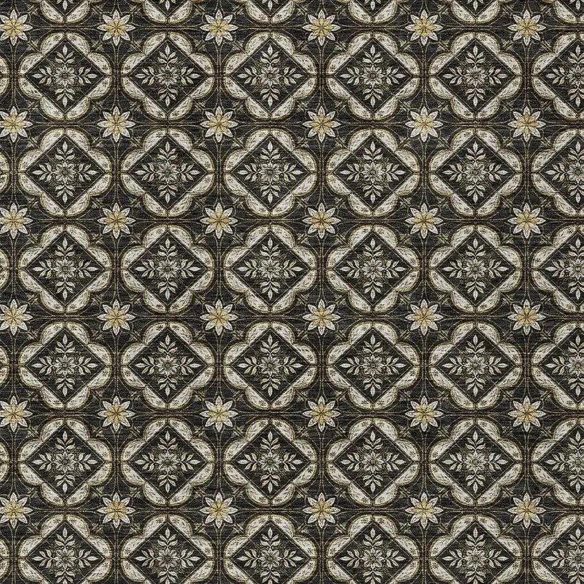 Black And Coffee Geometric Washable Indoor Outdoor Area Rug Photo 2