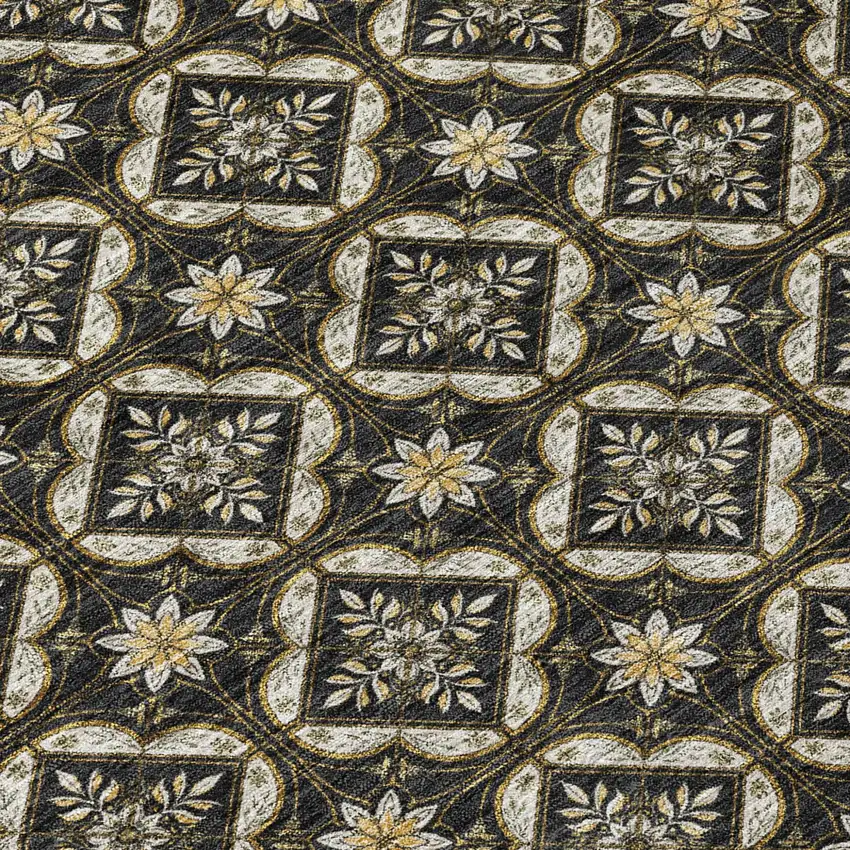 Black And Coffee Geometric Washable Indoor Outdoor Area Rug Photo 5