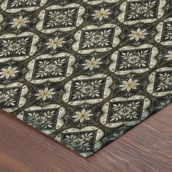 Black And Coffee Geometric Washable Indoor Outdoor Area Rug Photo 4