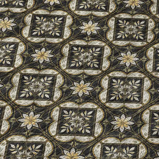 Black And Coffee Geometric Washable Indoor Outdoor Area Rug Photo 5