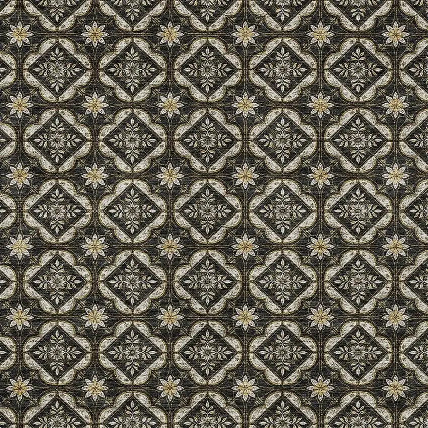 Black And Coffee Geometric Washable Indoor Outdoor Area Rug Photo 2