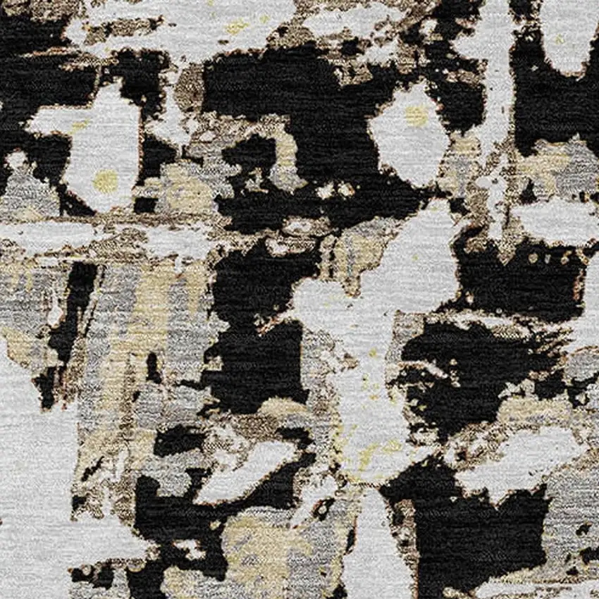 Black And Copper Abstract Washable Indoor Outdoor Area Rug Photo 5
