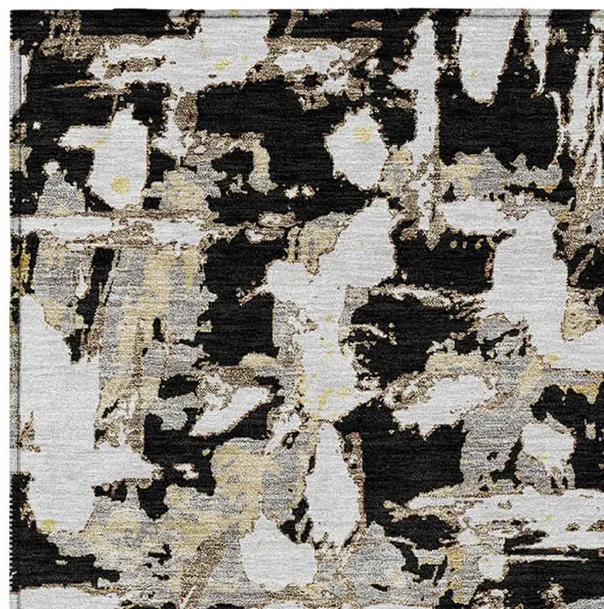 Black And Copper Abstract Washable Indoor Outdoor Area Rug Photo 6