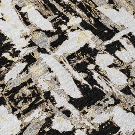 Black And Copper Abstract Washable Indoor Outdoor Area Rug Photo 8