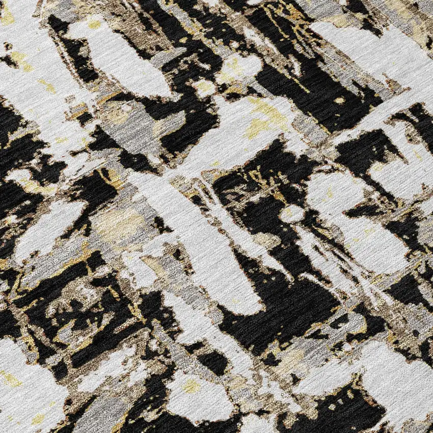 Black And Copper Abstract Washable Indoor Outdoor Area Rug Photo 8