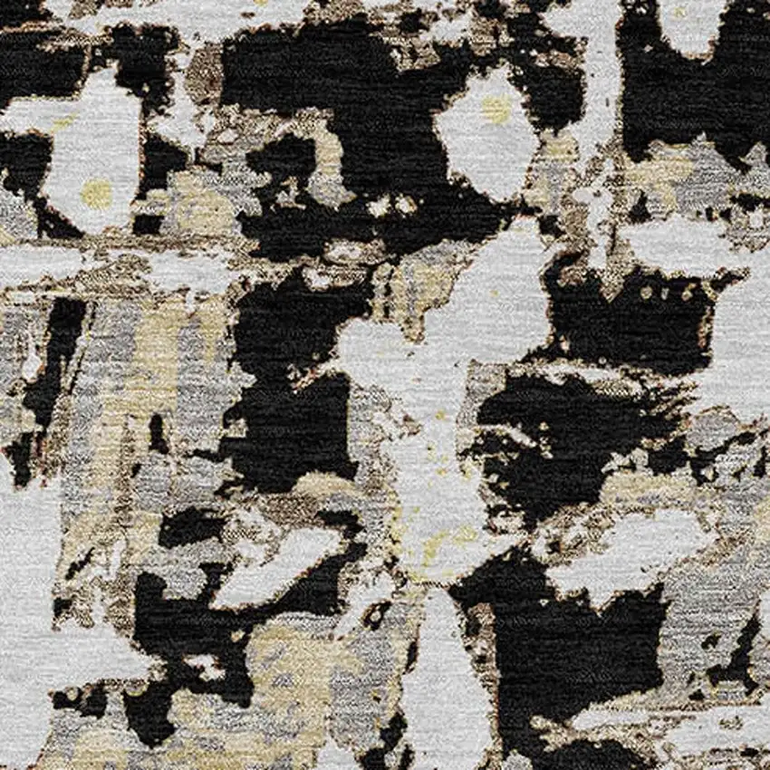 Black And Copper Abstract Washable Indoor Outdoor Area Rug Photo 5
