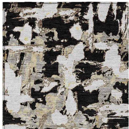 Black And Copper Abstract Washable Indoor Outdoor Area Rug Photo 4