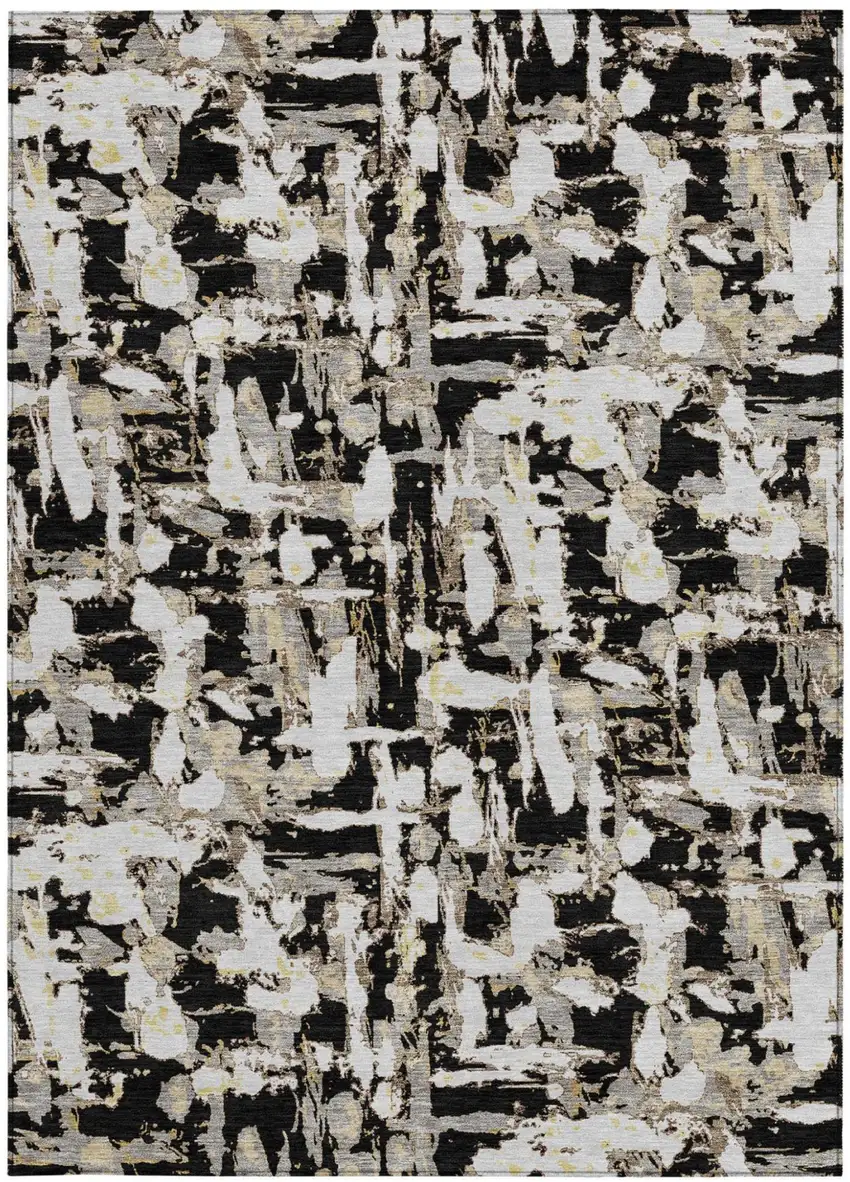 Black And Copper Abstract Washable Indoor Outdoor Area Rug Photo 4