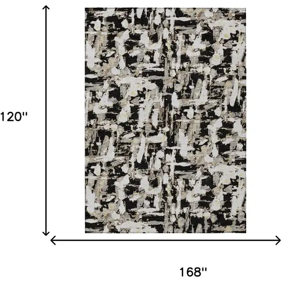 Black And Copper Abstract Washable Indoor Outdoor Area Rug Photo 9