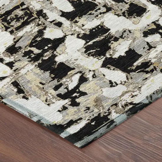 Black And Copper Abstract Washable Indoor Outdoor Area Rug Photo 7