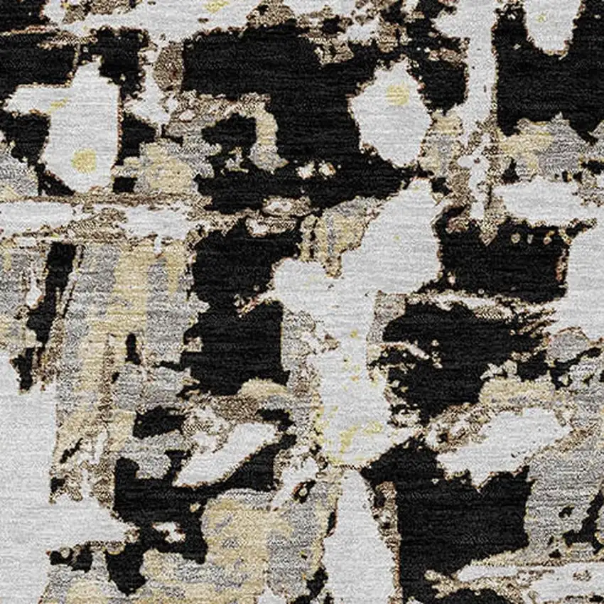 Black And Copper Abstract Washable Indoor Outdoor Area Rug Photo 5