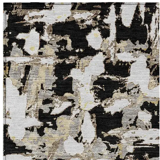Black And Copper Abstract Washable Indoor Outdoor Area Rug Photo 6