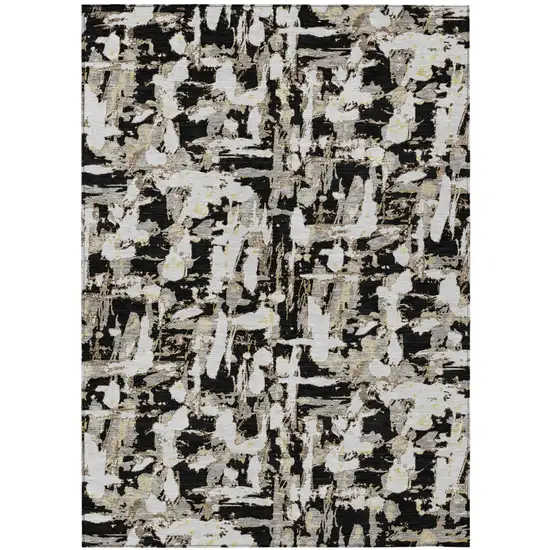 Black And Copper Abstract Washable Indoor Outdoor Area Rug Photo 2