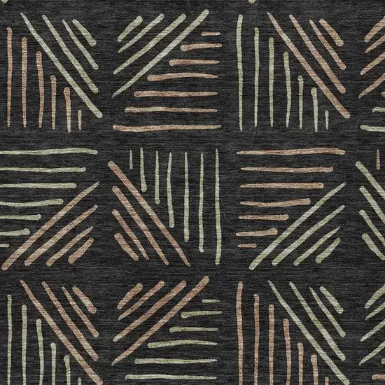 Black And Copper Geometric Washable Indoor Outdoor Area Rug Photo 2