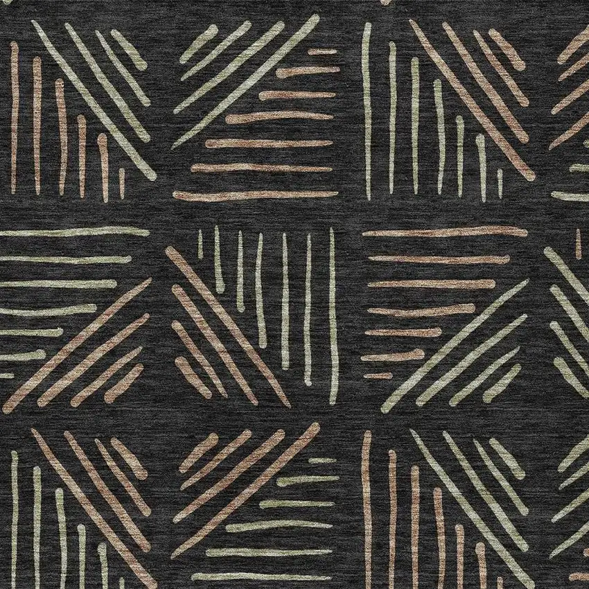 Black And Copper Geometric Washable Indoor Outdoor Area Rug Photo 2