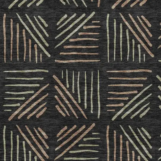 Black And Copper Geometric Washable Indoor Outdoor Area Rug Photo 2