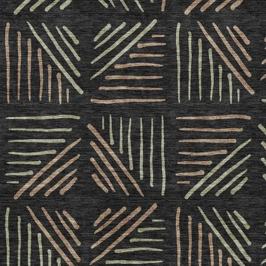 Black And Copper Geometric Washable Indoor Outdoor Area Rug Photo 2