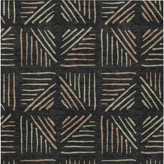 Black And Copper Geometric Washable Indoor Outdoor Area Rug Photo 2