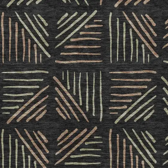 Black And Copper Geometric Washable Indoor Outdoor Area Rug Photo 2