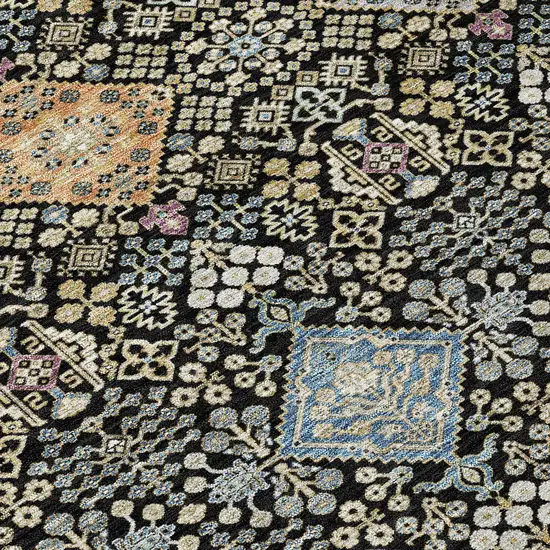 Black And Copper Oriental Washable Indoor Outdoor Area Rug Photo 8