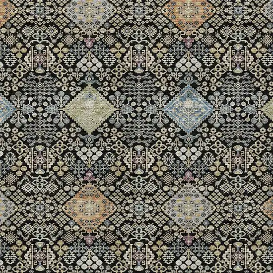 Black And Copper Oriental Washable Indoor Outdoor Area Rug Photo 2