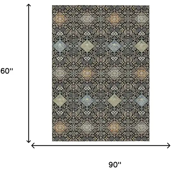 Black And Copper Oriental Washable Indoor Outdoor Area Rug Photo 9
