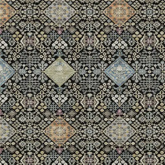 Black And Copper Oriental Washable Indoor Outdoor Area Rug Photo 2