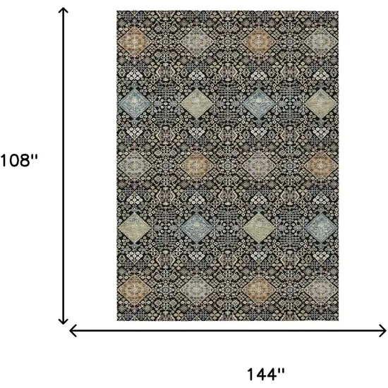 Black And Copper Oriental Washable Indoor Outdoor Area Rug Photo 9