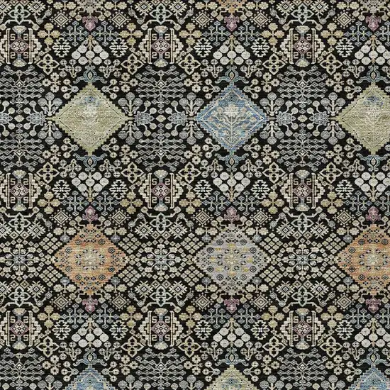 Black And Copper Oriental Washable Indoor Outdoor Area Rug Photo 2