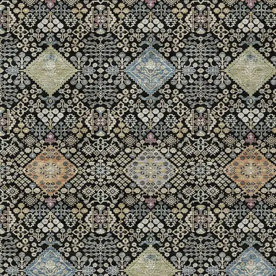 Black And Copper Oriental Washable Indoor Outdoor Area Rug Photo 2