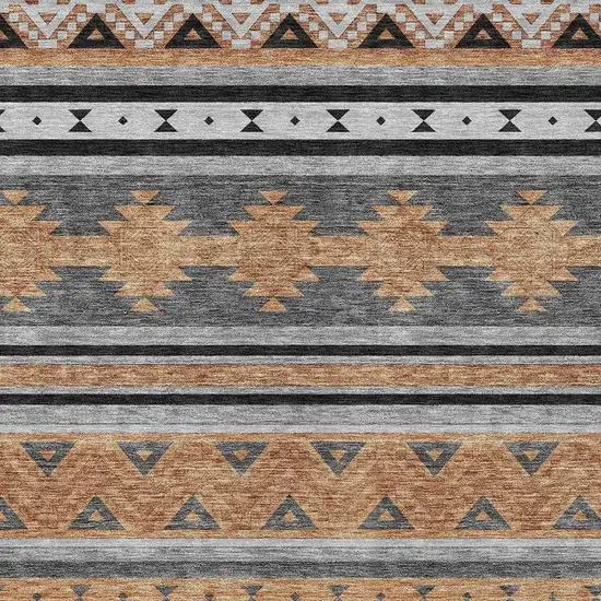 Black And Copper Southwestern Washable Indoor Outdoor Area Rug Photo 3