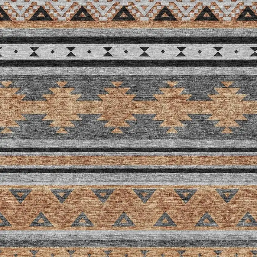 Black And Copper Southwestern Washable Indoor Outdoor Area Rug Photo 3