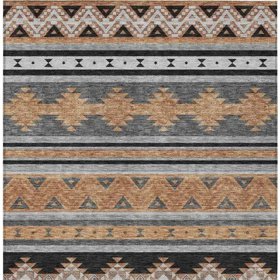 Black And Copper Southwestern Washable Indoor Outdoor Area Rug Photo 4