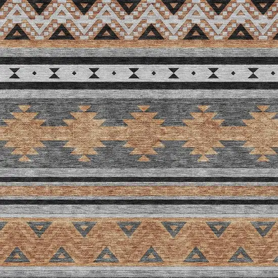 Black And Copper Southwestern Washable Indoor Outdoor Area Rug Photo 3