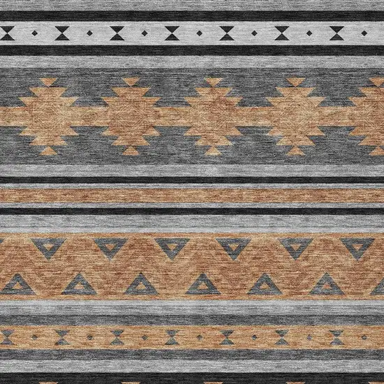 Black And Copper Southwestern Washable Indoor Outdoor Area Rug Photo 3