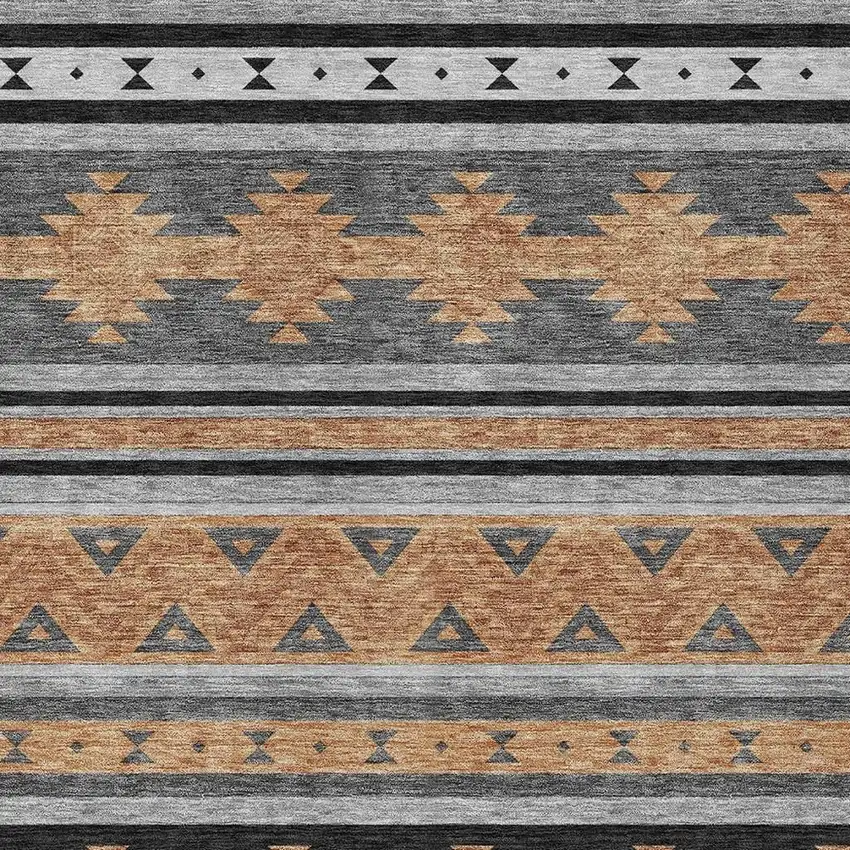 Black And Copper Southwestern Washable Indoor Outdoor Area Rug Photo 3
