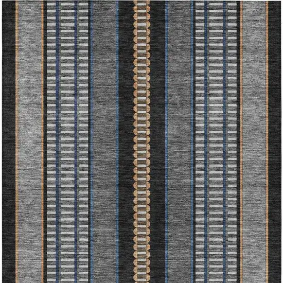 Black And Copper Striped Washable Indoor Outdoor Area Rug Photo 4