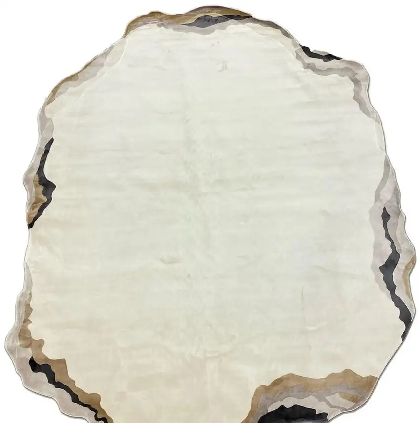 Black And Cream Abstract Area Rug Photo 4