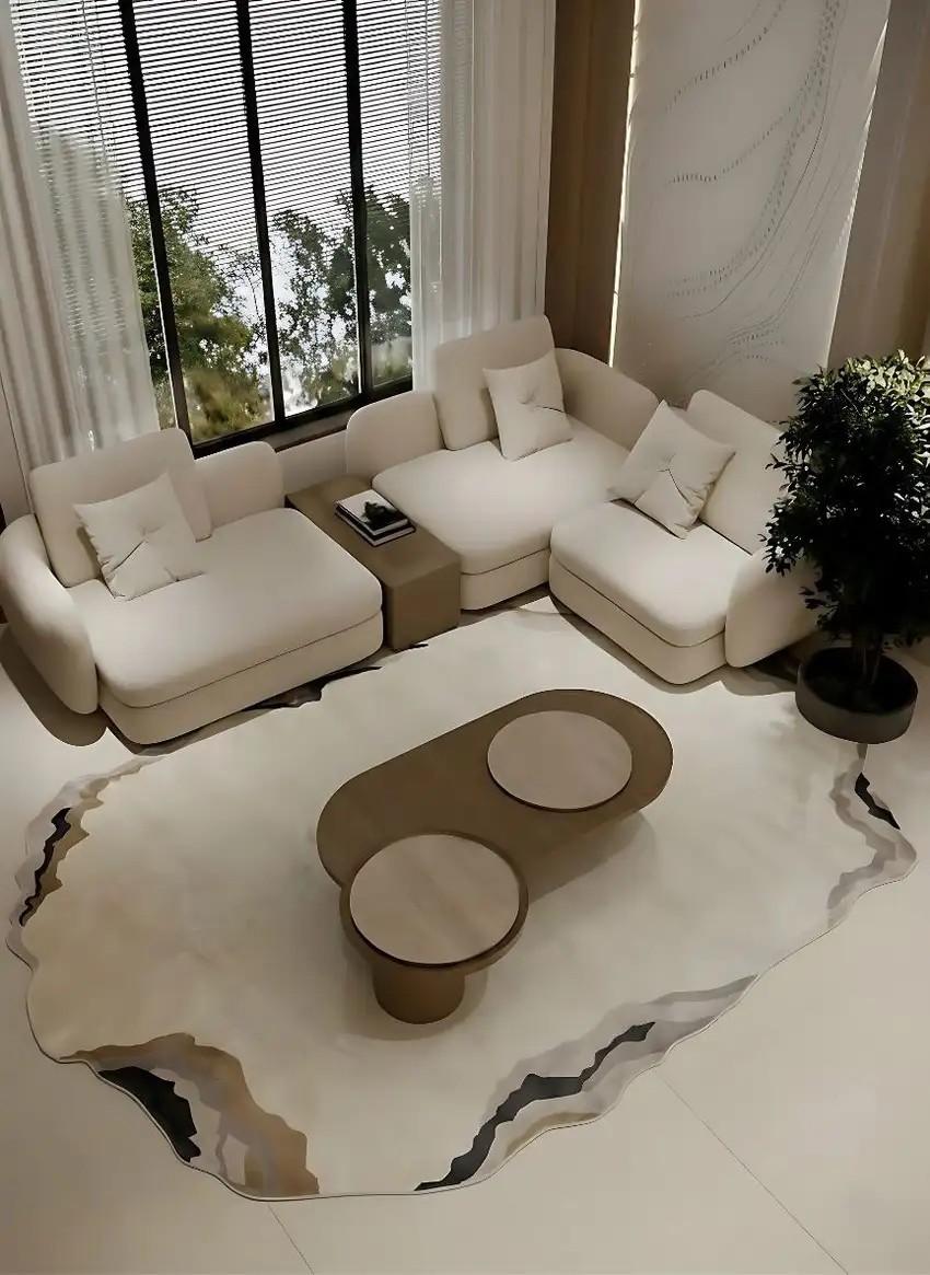 Black And Cream Abstract Area Rug Photo 1