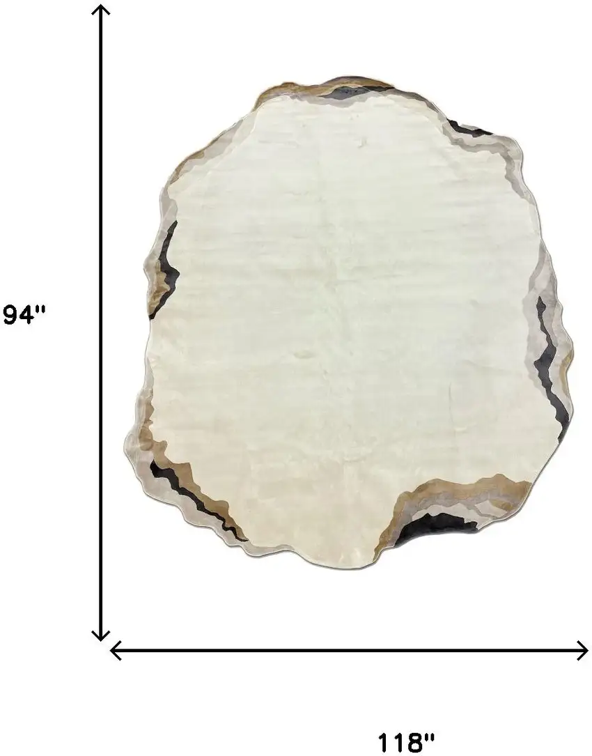 Black And Cream Abstract Area Rug Photo 5