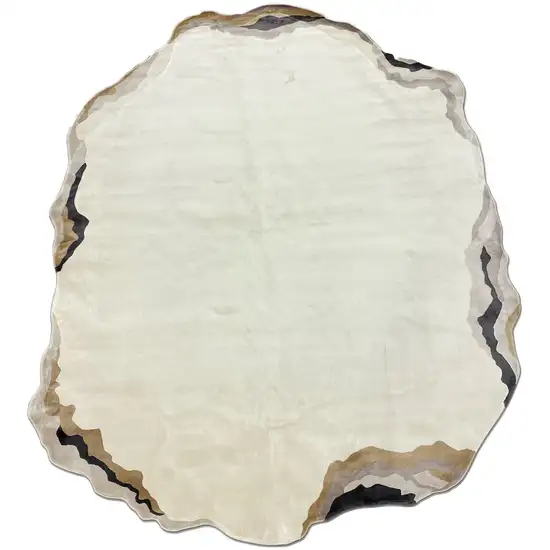 Black And Cream Abstract Area Rug Photo 2