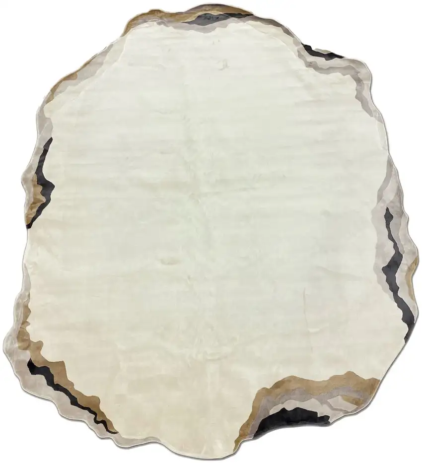 Black And Cream Abstract Area Rug Photo 2